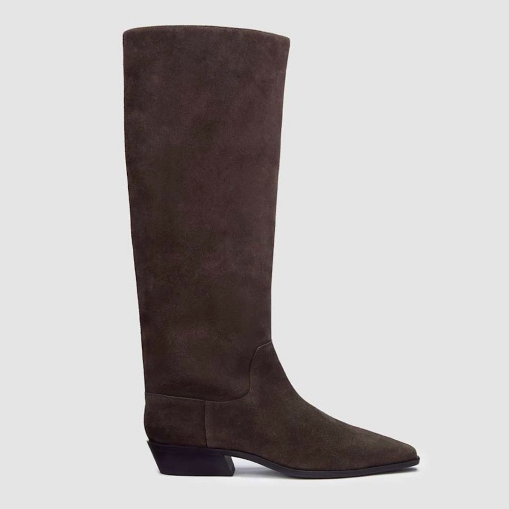 REFORMATION Dominique Genuine Boss Suede Espresso Brown Knee High Leather Boots - Picture 11 of 13